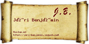 Jári Benjámin névjegykártya